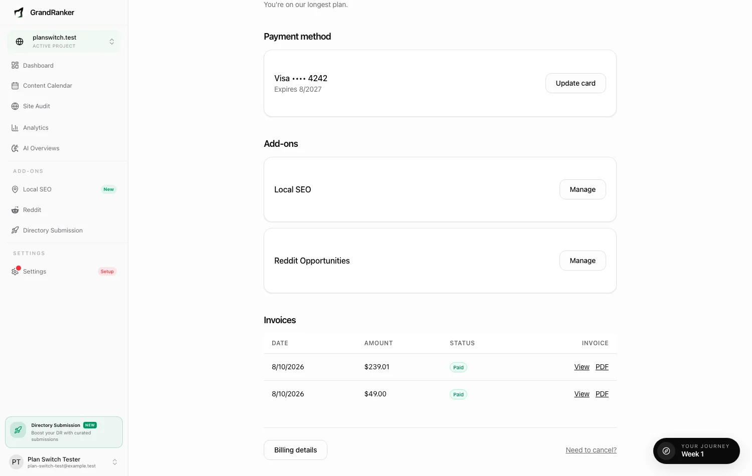 Plans and billing