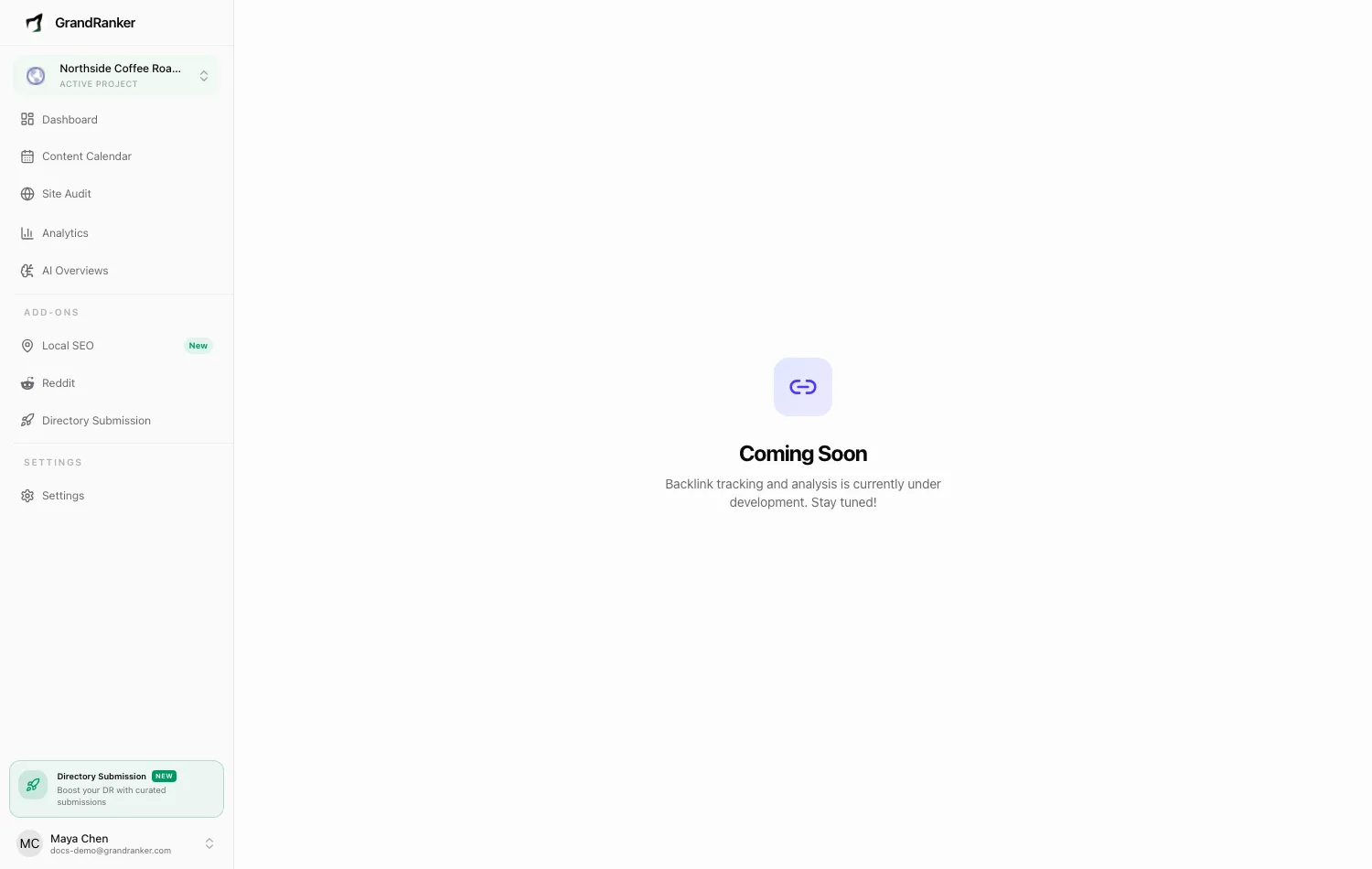 The Backlinks screen
