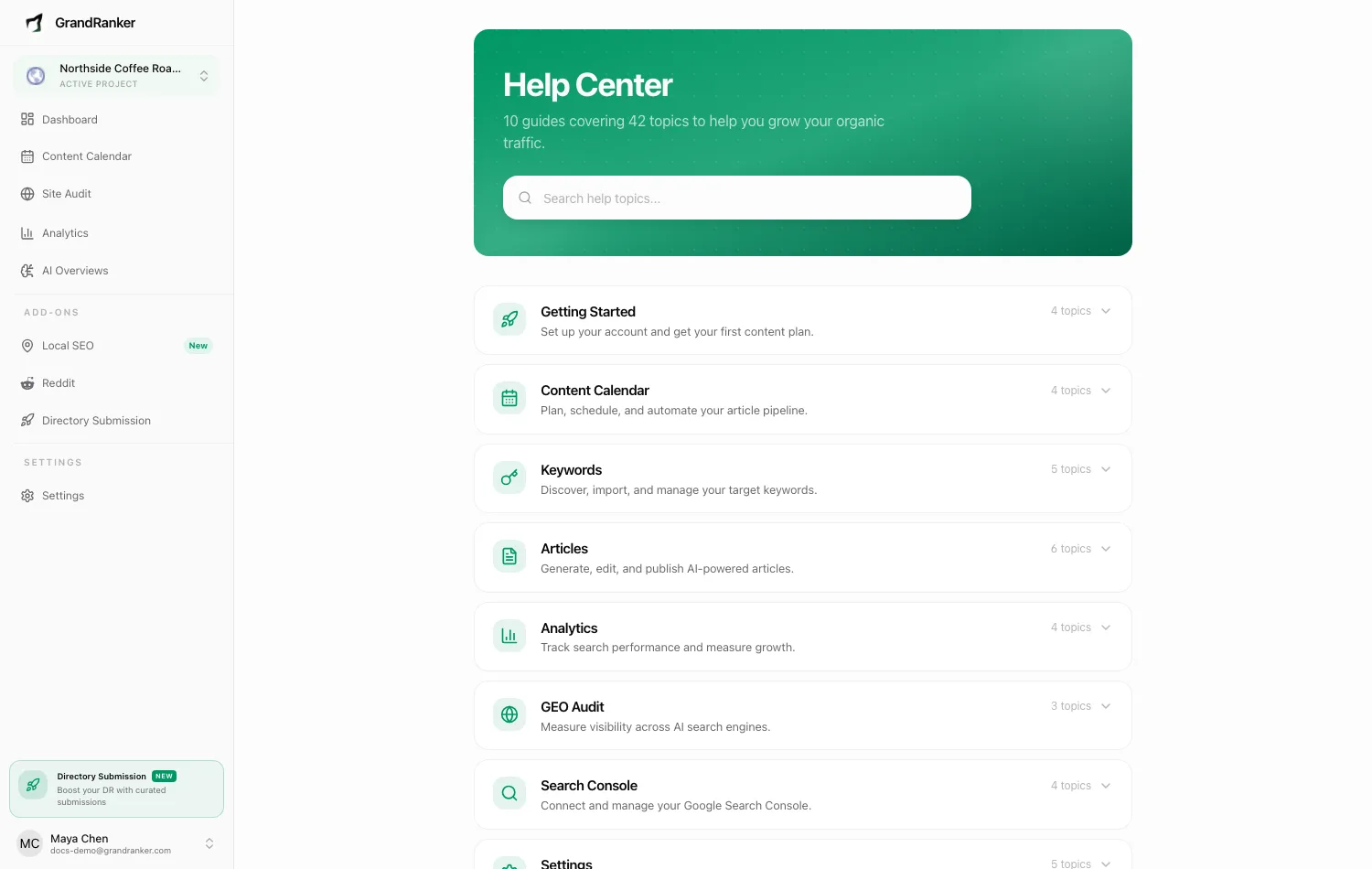 The in-app Help Center