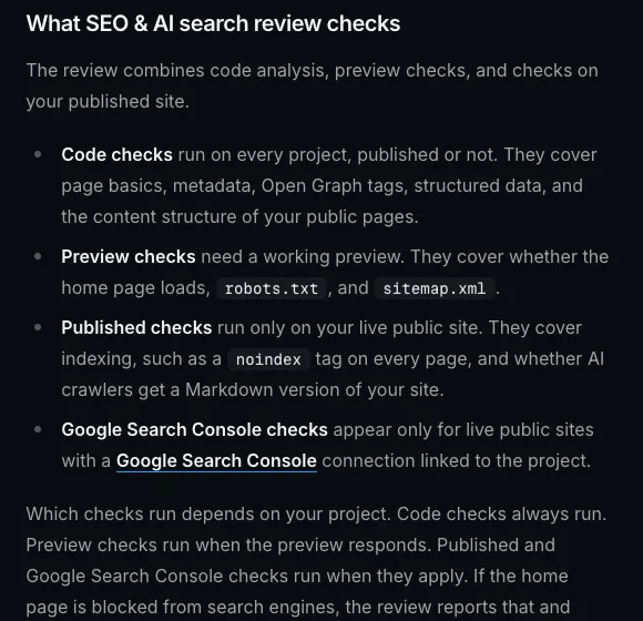 Lovable documentation: what the SEO & AI search review checks
